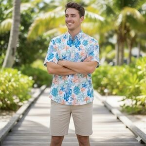 Men's ENVMENST Tropical Pineapple & Palm Leaf Shirt, 2XL